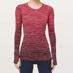 Lululemon Swiftly Tech Long Sleeve Crew Red Ombré Size 8